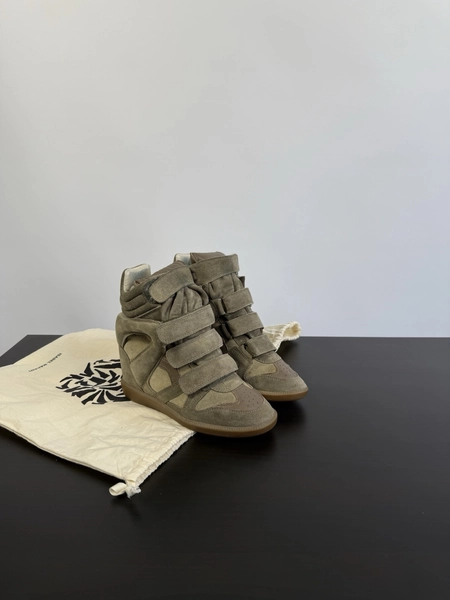 Isabel Marant Bekett Sneakers Suede Wedge Leather Shoes Brown Size 36C