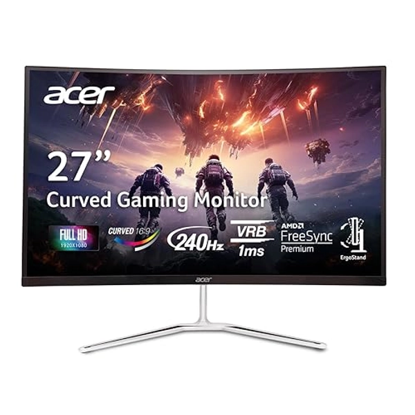 acer Nitro 27" FHD 1920 x 1080 1500R Curved PC Gaming Monitor | AMD FreeSync Premium | 240Hz Refresh | 1ms VRB | VESA Mountable | HDR10 | 1 x Display Port 1.4 & 2 x HDMI 2.0 | EDA270 X2biip