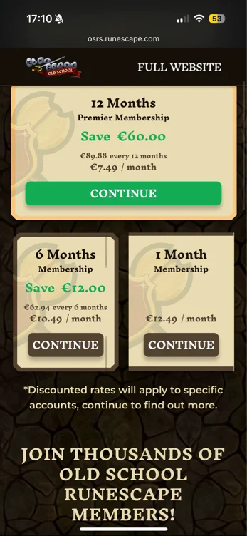 Old School RuneScape Membership