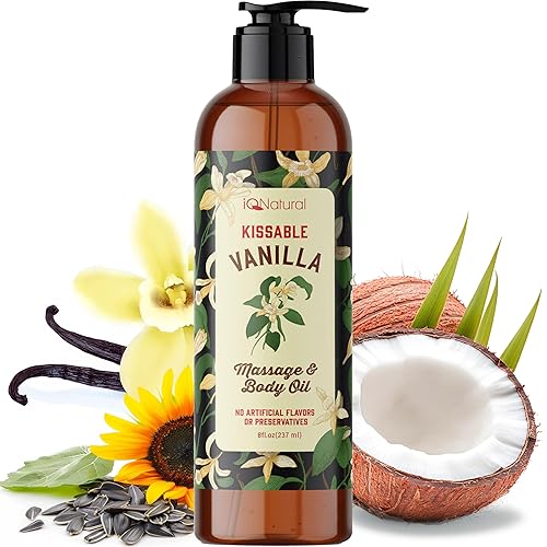 Edible Massage Oil for Massage Therapy, Huile Massage, Massage Oil for Sore Muscles, Massage Lotion, Massage Oils for Body Massage, Sensual Massage Oil, Massage Oil for Couples - 8oz(237ml) - Sensual Vanilla