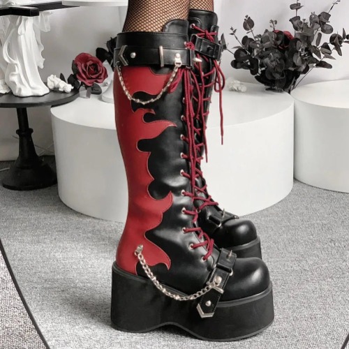 Inferno Platform Boots - Red / 7.5