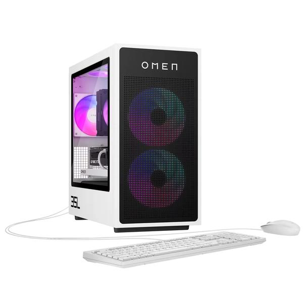 HP OMEN - 35L Gaming Desktop - AMD Ryzen 5 8400F - 16GB DDR5 Memory - NVIDIA GeForce RTX 5060 - 1TB SSD - Panda Metal