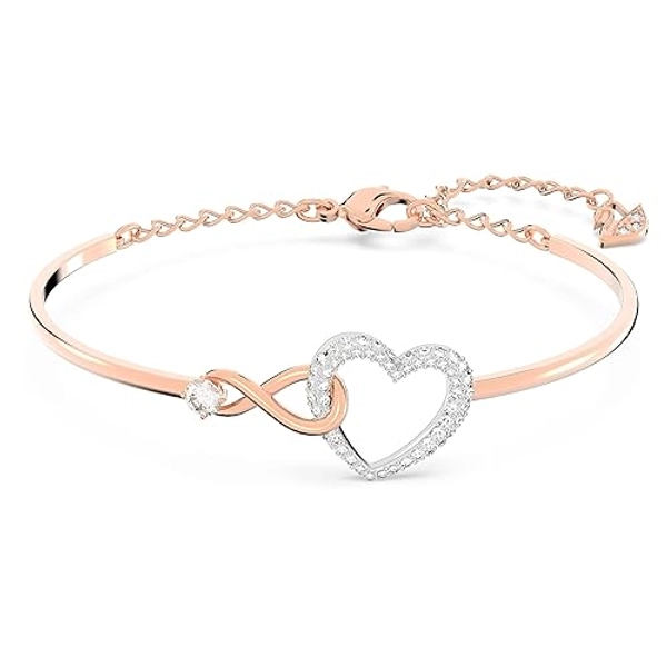 Swarovski Infinity Heart Jewelry Collection, Necklaces and Bracelets, Rose Gold & Rhodium Tone Finish, Clear Crystals