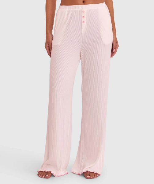 Sary Long Pant - Ivory/Pink 10