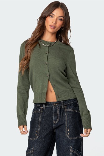 Hollie Button Up Cardigan | OLIVE / S