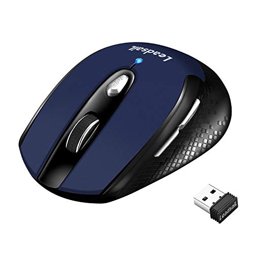 Wireless Mouse for Laptop Silent Cordless USB Mouse Wireless Optical Computer Mouse, 6 Buttons, AA Battery Used,1600DPI with 3 Adjustable Levels for Windows 10/8/7/XP/Mac/Macbook Pro/Air/HP/Acer - Blue