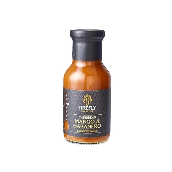 Firefly Barbecue Caribbean Mango Habanero Hot Sauce with Tropical Alphonso Mangoes - Versatile Spicy Condiment for BBQ, Pizza & Grilling - Artisanal Chilli Sauce with Natural Heat, 250ml