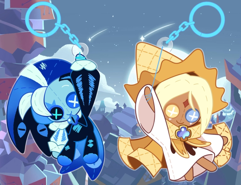 Cookie Run Keychains - Shadow Milk Cookie and Pure Vanilla Cookie