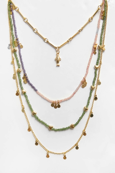 Zestaw 4 naszyjników z koralikami