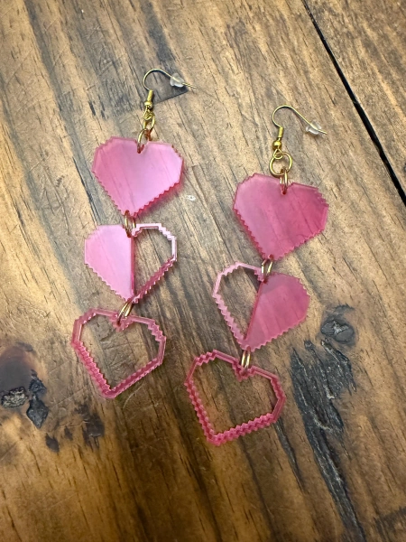 Video Game Heart Health Acrylic Earrings