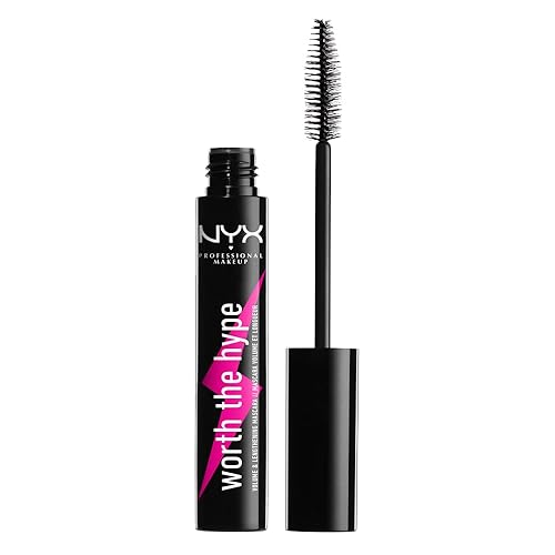 NYX Professional Makeup Worth the Hype Mascara, Für Voluminöse und längerwirkende Wimpern, Spitzzulaufende Bürste erreicht alle Wimpern, Jojoba-Öl, Farbton: Schwarz - 7 ml (1er Pack)