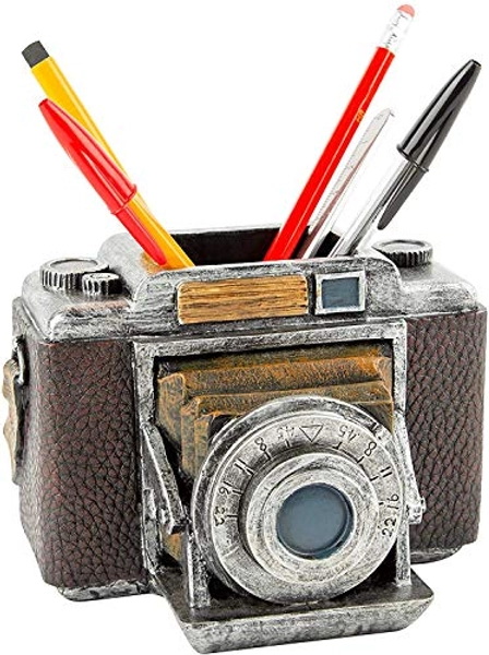 Invero Multi-Function Vintage Retro Camera Style Pen Pencil and Stationery Holder - Desk Organiser - Ideal for Offices, Households, Gifts and more
