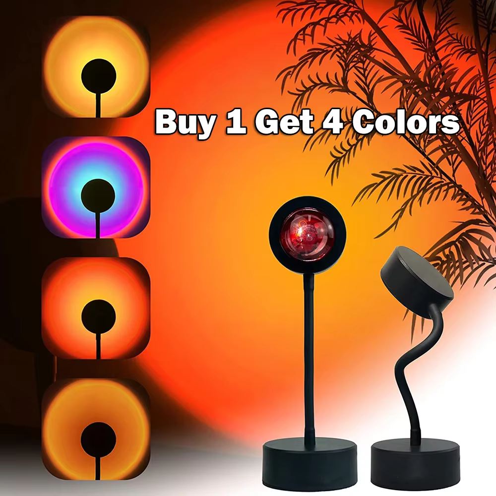 Lámpara de puesta de sol USB, proyector de luz de humor, sala de estar, dormitorio, luz de noche, decoración de habitación, Bar, atmósfera, Fondo de fotografía - AliExpress 39