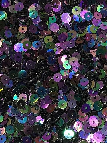 5mm Flat Iridescent Black Bulk Loose Sequins (1/4 Pound) - 1/4 Pound