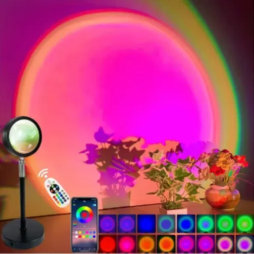 Luz Nocturna inteligente con Bluetooth, lámpara de proyección de atardecer de arco iris para el hogar