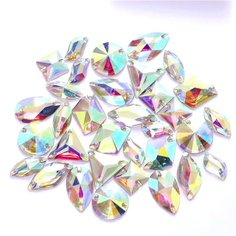 Flatback sew on iridiscent rhinestones