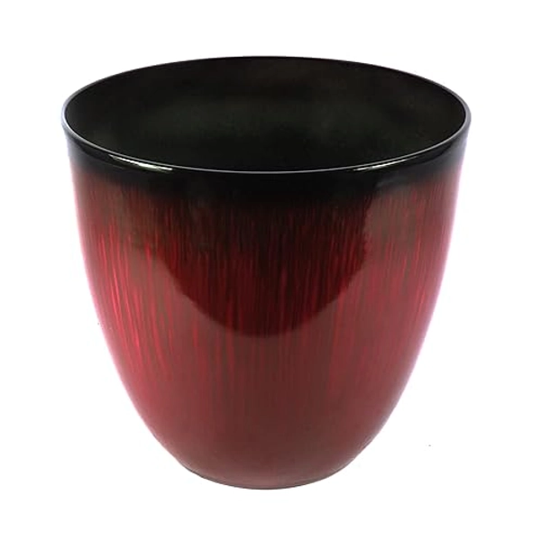 Gardener Select (EPR18-105 Large Egg Shaped Planter - Modern Indoor & Outdoor Decorative Flower Pot/Box (18 Inch, Red Flower)