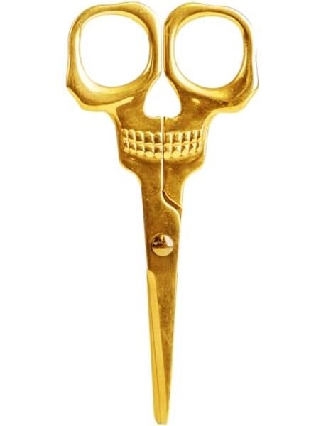 Suck UK Skull Scissors Gold Scissors Scissors All Purpose Gold Office Supplies And Accessories Goth Accessories & Fabric Scissors Skull Decor & Fun Office Supplies Sewing Accessories
