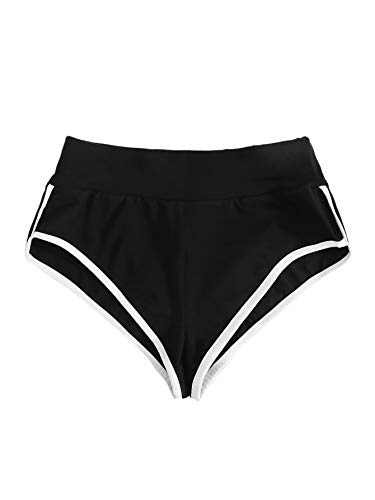 SweatyRocks Women's Sporty Elastic Waist Contrast Binding Booty Workout Biker Shorts