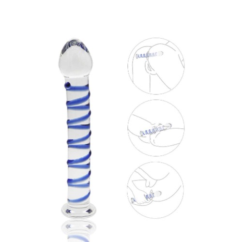 Glass Dildo, 7.67 inch Crystal Anal Butt Plug Unisex Pleasure Wand for Men Women - 