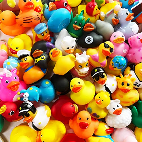 50 Pack Rubber Ducks in Bulk,Assortment Duckies for Jeep Ducking Floater Duck Bath Toys Party Favors - 50
