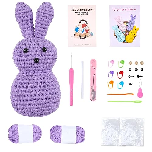 Tintnut Pale Purple Crochet Kit for Beginners,Amigurumi Craft,Easy Beginner Crochet Kit for Kids and Adults,Craft Knitting Starter kit with Step-by-Step Video tutorials,Great Gift for Holidays - Pale Purple