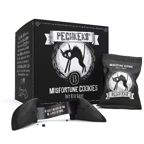 Pechkeks Misfortune Cookies – The Dark Humored Biscuit That Bites Back – 13 pcs - 13 Count Designer Box