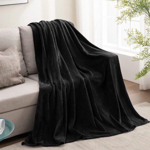 BEDELITE Fleece Blankets Twin Size Black Throw Blankets for Couch & Bed, Plush Cozy Fuzzy Blanket, Super Soft & Warm Blankets for Winter - Black 60"x80"