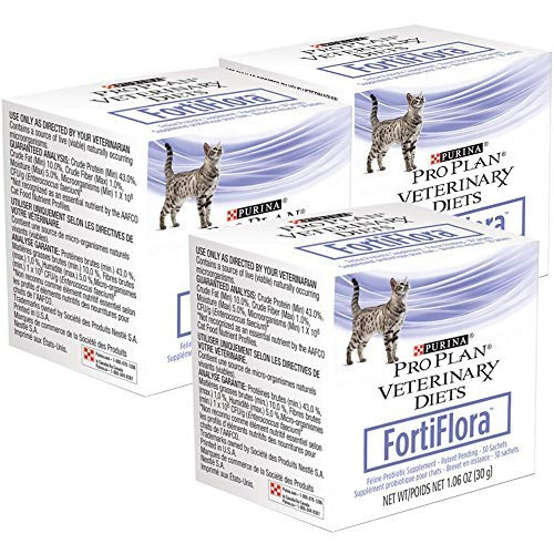 Purina Fortiflora Cat Probiotic Powder Supplement, Pro Plan Veterinary Supplements Probiotic Cat Supplement - Cat Supplement 3 Pack