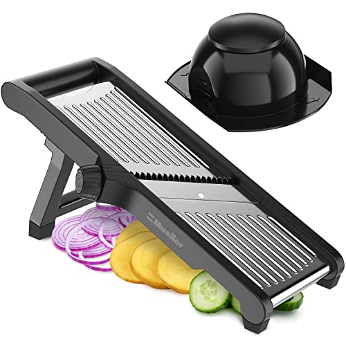Mueller Stainless Steel Mandoline Slicer for Kitchen, Julienne, Handheld Vegetable Chopper, Fruits - Stainless Steel