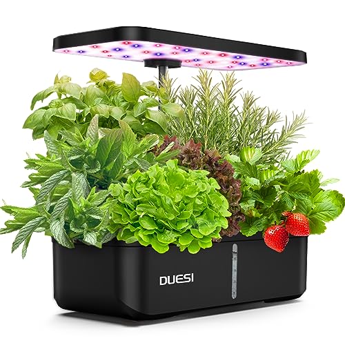Indoor Garden Hydroponics Growing System, DUESI Upgrade 12 Pods Plant Germination Herb Kit with LED Grow Light, Hydrophonic Planter Grower Harvest Vegetable Lettuce for Hydroponic Gardeners