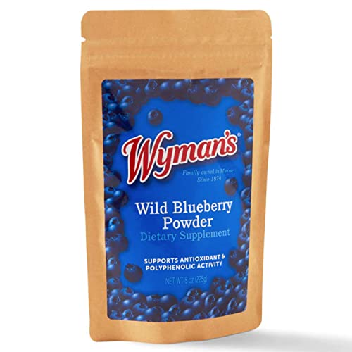 Wyman's Wild Blueberry Powder - 100% Wild Blueberries, No Sugar Added, Antioxidant Activity, Resealable Pouch - 8oz