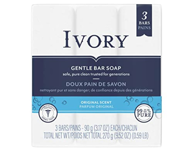 Ivory Bath Soap White Origanal 3.1 oz Bars 3 count (Pack of 24) (72 total bars) - Original - 4.65 Pound (Pack of 3)