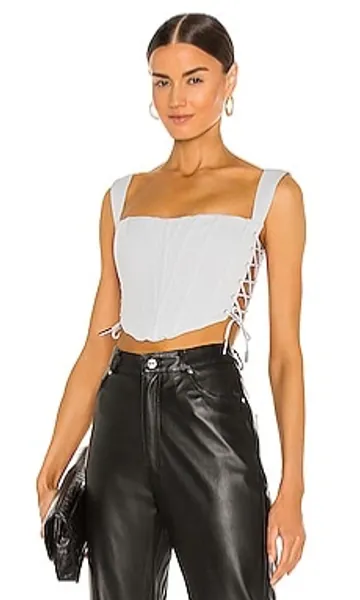 DANIELLE GUIZIO Classic Fitted Corset in Blue from Revolve.com
