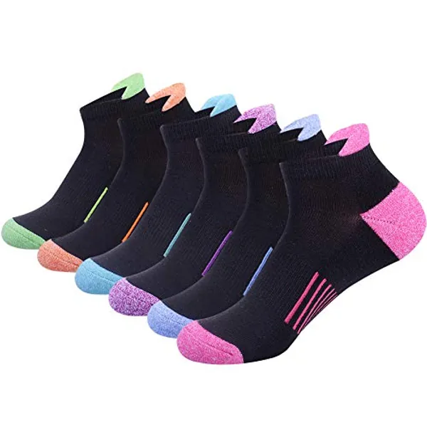 JOYNÉE Womens Ankle Athletic Low Cut Tab Socks Cushioned Running Sports 6 Pack