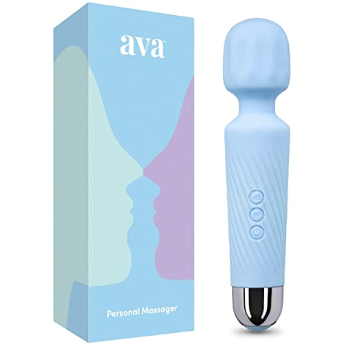 Rechargeable Vibrator Wand - 20 Patterns & 8 Speeds - [ G Spot Vibrators ] Clit Vibrator | Sex Toys | Vibrator for Her Pleasure | Personal Wand Massager | Quiet & Small Female Adult Toys - Blue - Light Blue