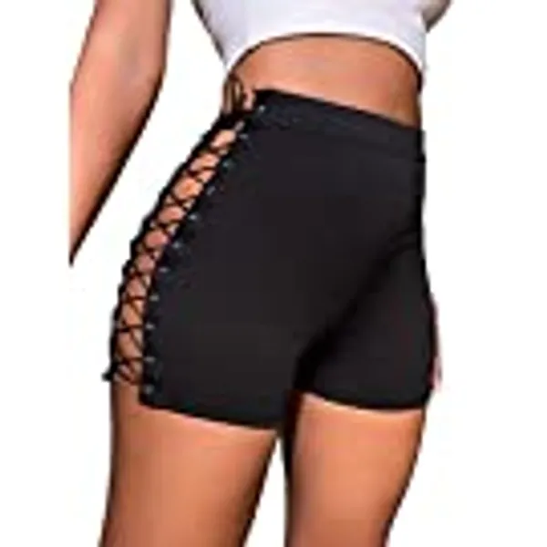 Verdusa Women's Lace Up Side Crisscross High Waist Skinny Shorts