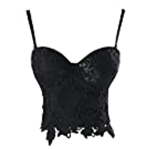 Charmian Women's Punk Goth Floral Lace Bustier Corset Party Bralet Crop Top