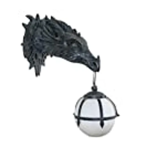 Design Toscano Marshgate Castle Dragon Electric Wall Sconce Light Fixture, Greystone