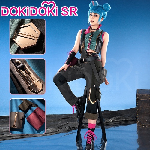DokiDoki-SR Game Cosplay Jinxx Costume High Bun Powderr | M-Order Processing Time Refer to Description Page