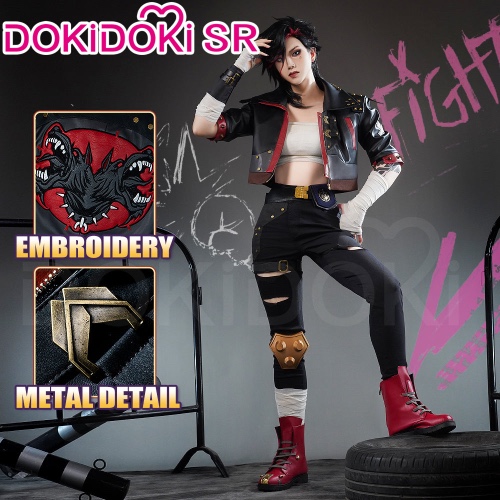 【Size S-3XL】DokiDoki-SR Game Cosplay Black Red Costume EMO | Full Set-Order Processing Time Refer to Description Page / L