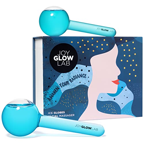 Ice Globes for Facials, Massaging Ice Globes For Face With Removable Rubber Grips - Excellent Tool To Reduce Puffiness, Redness, Dark Circles, Tighten Skin, Smooth Wrinkles & Boost Circulation