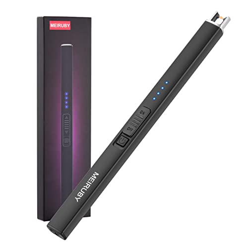 MEIRUBY Lighter Electric Candle Lighter Christmas Stocking Stuffers Gifts for Women Men Adults Rechargeable USB Arc Lighters for Candle Camping Family Christmas Birthday Gifts for Men Women Mom Wife - Black