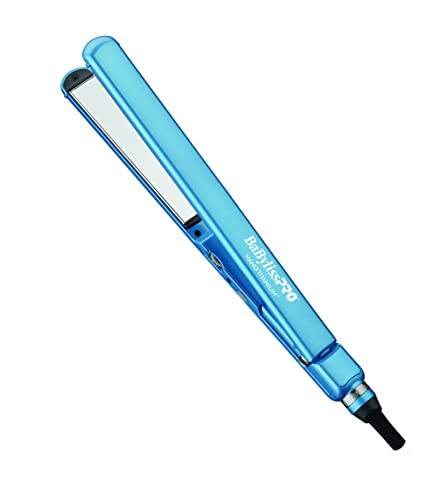 BaBylissPRO Nano Titanium Ultra-Thin Hair Straightener, Professional Flat Iron For All Hair Types - 1 Inch - Blue