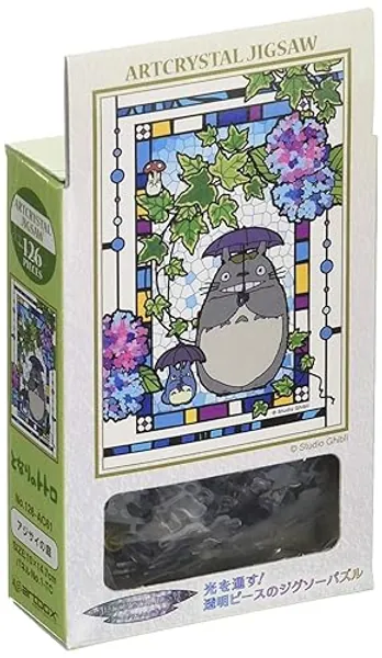 Ensky - My Neighbor Totoro - Totoro and Hydrangea, 126 Piece Art Crystal Jigsaw Puzzle (126-AC61)