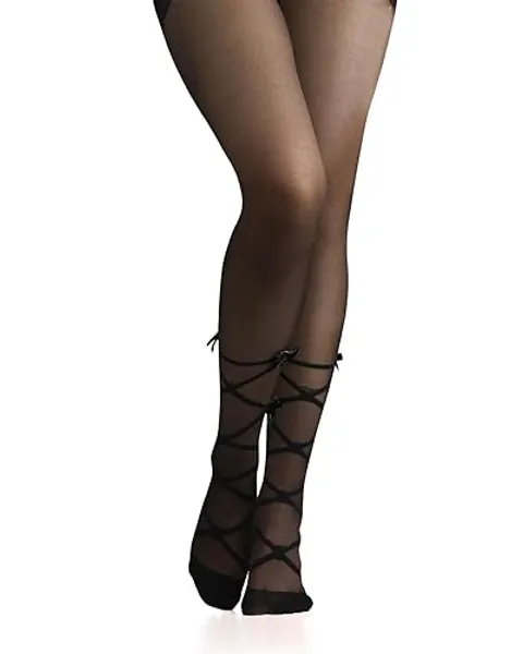 Benefeet Sox Womens Sheer Tights High Waist Sexy Lace Pantyhose Transparent Stockings Nylon Silk See Through Thin Long Socks - One Size - Black Argyle Bow