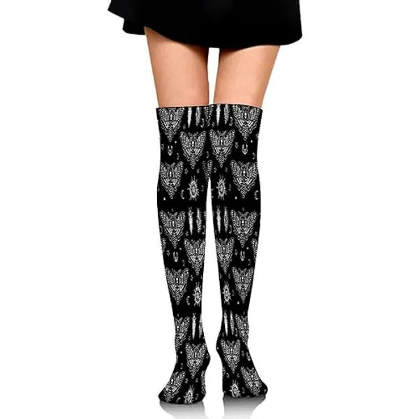 JZDACH Socks Gifts Long Funny Socks For Women Girls Novelty Cute Knee High Funky Socks Funny Holiday Socks - One Size - Design (506)