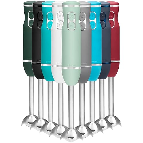 Chefman Immersion Blender, 300W Hand Blender with Stainless Steel Blades, Powerful Electric Ice Crushing 2-speed Control Handheld Food Mixer, Purées, Smoothies, Shakes, Sauces & Soups, Sage - Sage