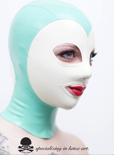 Black latex hood from Kurage