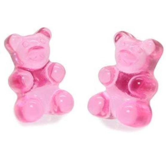 Stud Earrings Shaped Like Gummy Bears - Pink